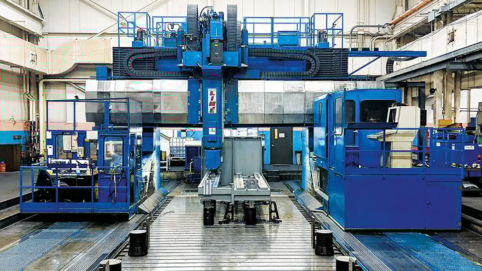 The Henri Liné heavy-duty gantry Promill 252 vertical boring machine is the largest machine at Lincoln Park Boring. Image courtesy of Lincoln Park Boring